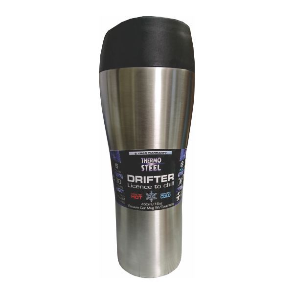 THERMOSTEEL SILVER DRIFTER 400ML S/STEEL CAR MUG