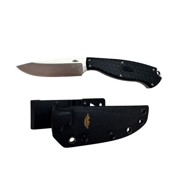 H.BADGER OUTFITTER F.BLADE CAMP KNIFE  - BLACK FRN, KYDEX SHEATH