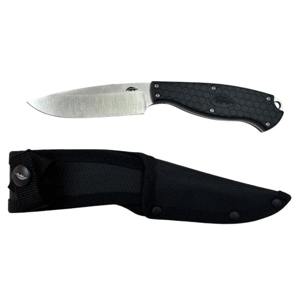 H.BADGER OUTFITTER F.BLADE CAMP KNIFE  - BLACK FRN, NYLON SHEATH