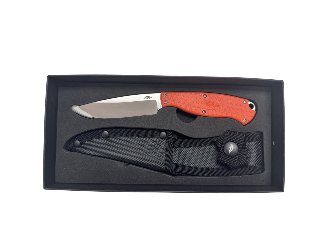 HONEY BADGER OUTFITTER F.BLADE CAMP KNIFE  - BLACK FRN, NYLON SHEATH