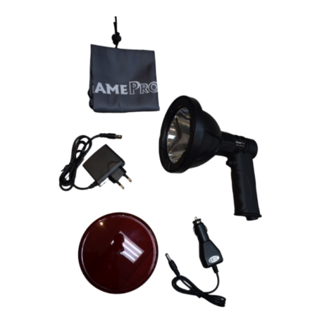 GAMEPRO BUBO RECHARGE SPOTLIGHT 600 LUM 10W LED AC/DC W/BAG & RED LENS